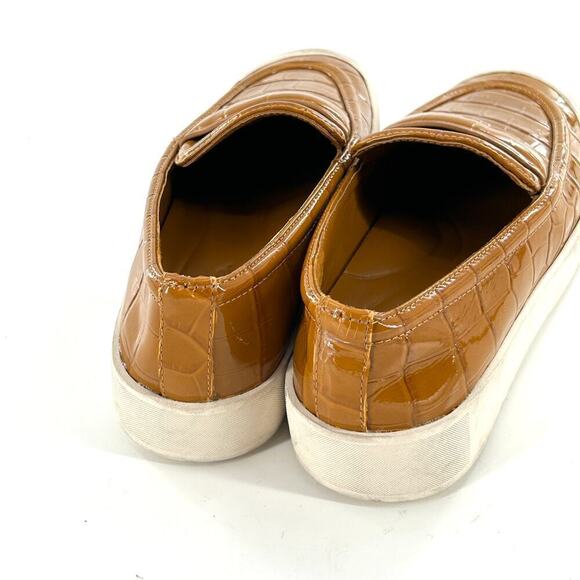 Vince Ghita Loafers 6 Croc Leather Gold Yellow Platform Slip On Comfort - Picture 7 of 10